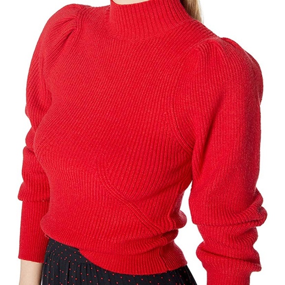 Red knit sweater with balloon arms - Picture 2 of 5